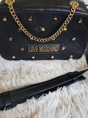 Love Moschino Black Quilted Chain-Accent Shoulder Bag
